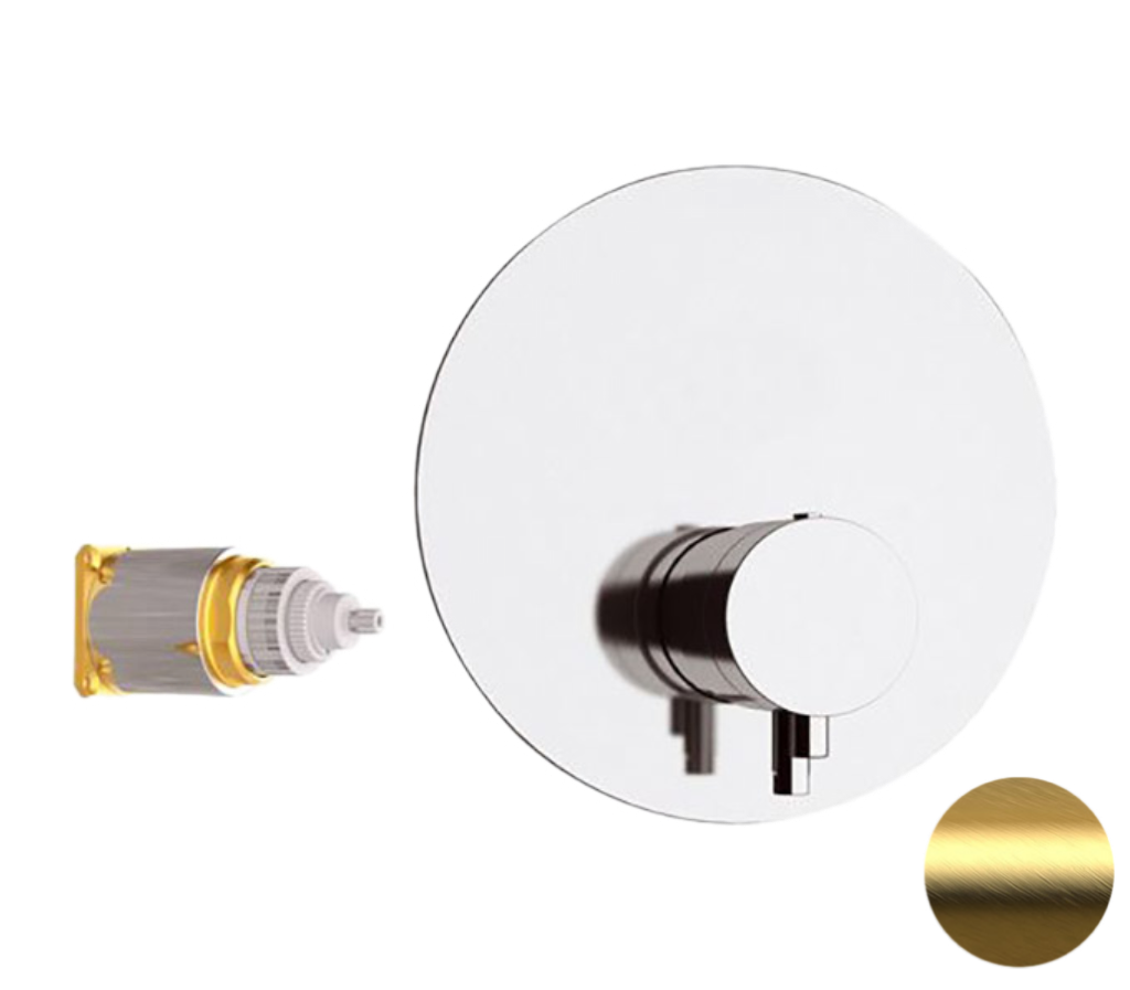 Смеситель термостатический для душа Remer Elegance NT30KBBG, золото брашированное