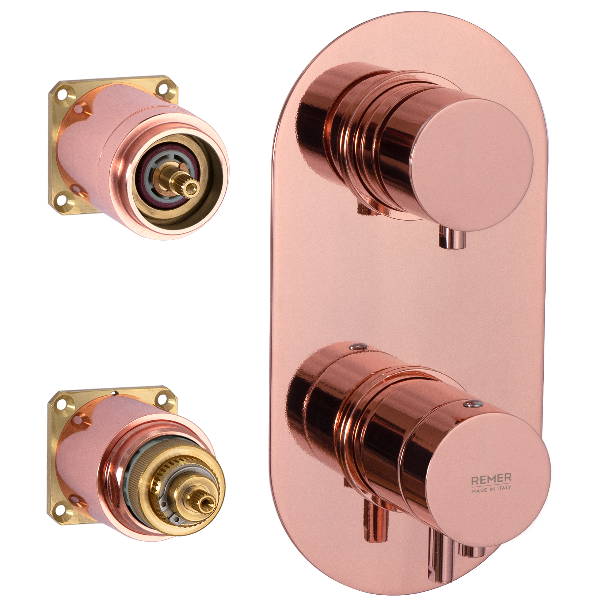 Смеситель термостатический для душа Remer Elegance NT93KBRL, медь глянцевая