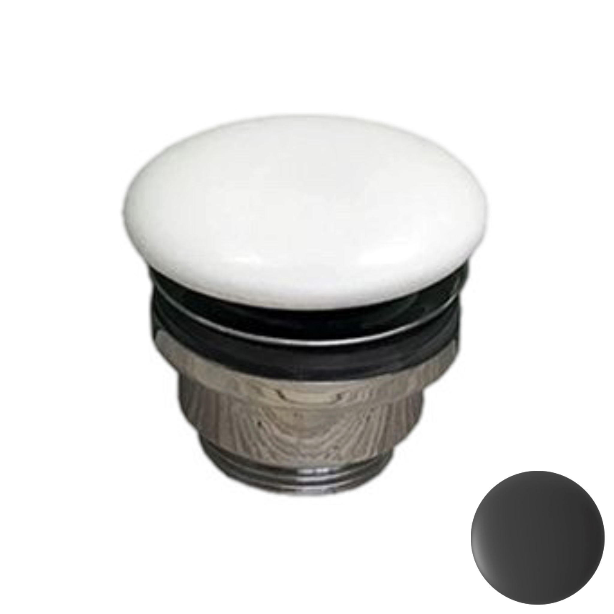 Донный клапан универсальный 1”1/4 с керамической крышкой GSG Ceramic Design PILTONUNIAR003, черный матовый