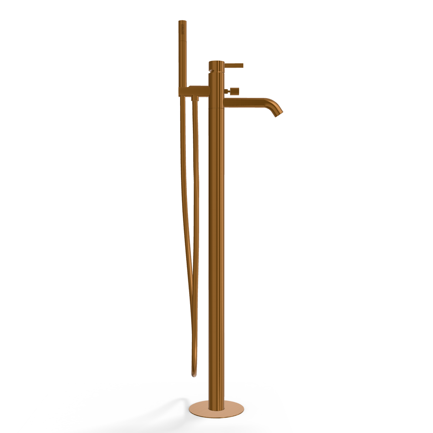 Смеситель для ванны напольный Remer Metrica MC08CU, медь брашированная PVD