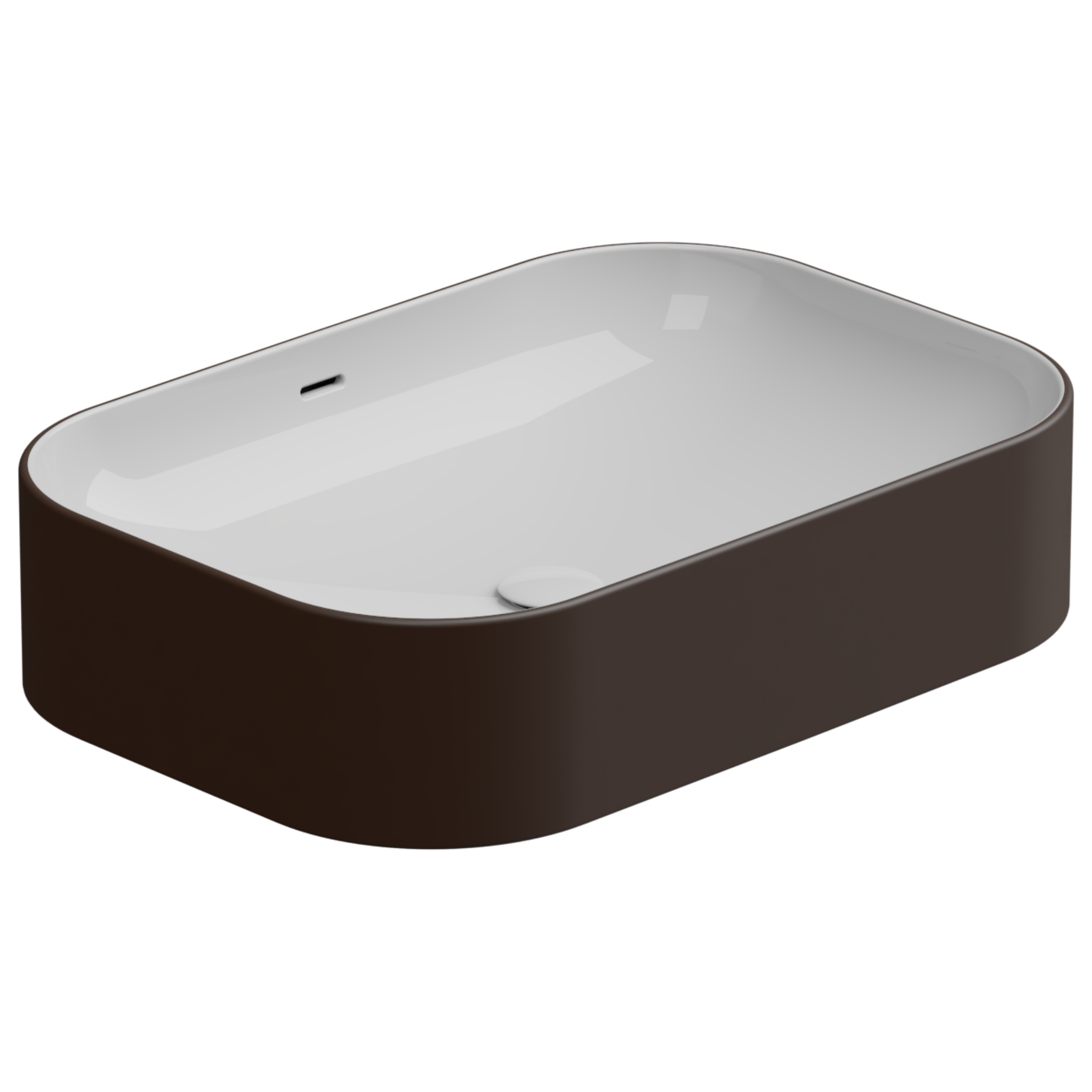 Раковина накладная биколор 60x42 см GSG Ceramic Design Easy EALAVTP60BI000/035, White/Cacao Matt