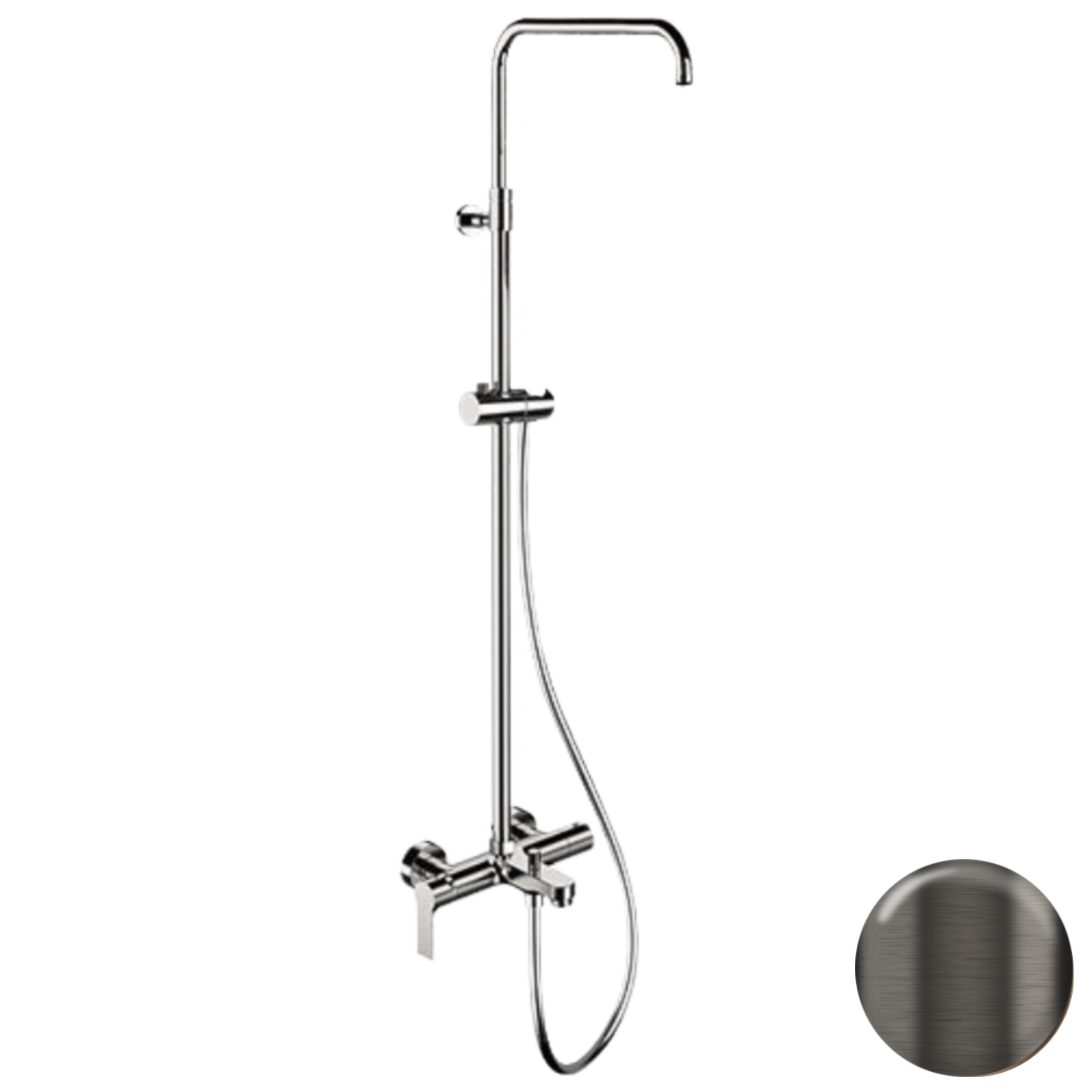 Душевая система с изливом Remer Energy EY34ASSDGM, оружейная сталь PVD