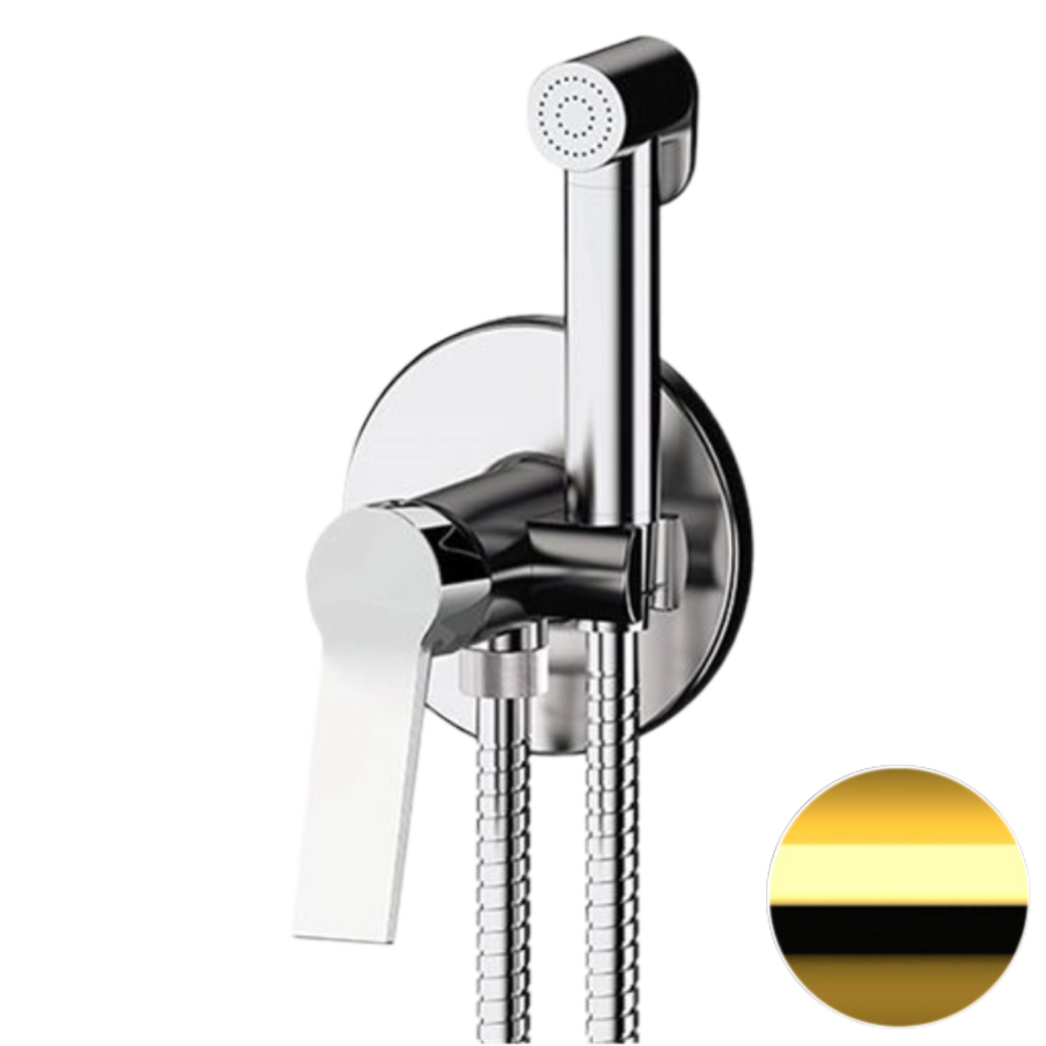 Гигиенический душ со смесителем Remer Slash SL65WDO, золото глянцевое