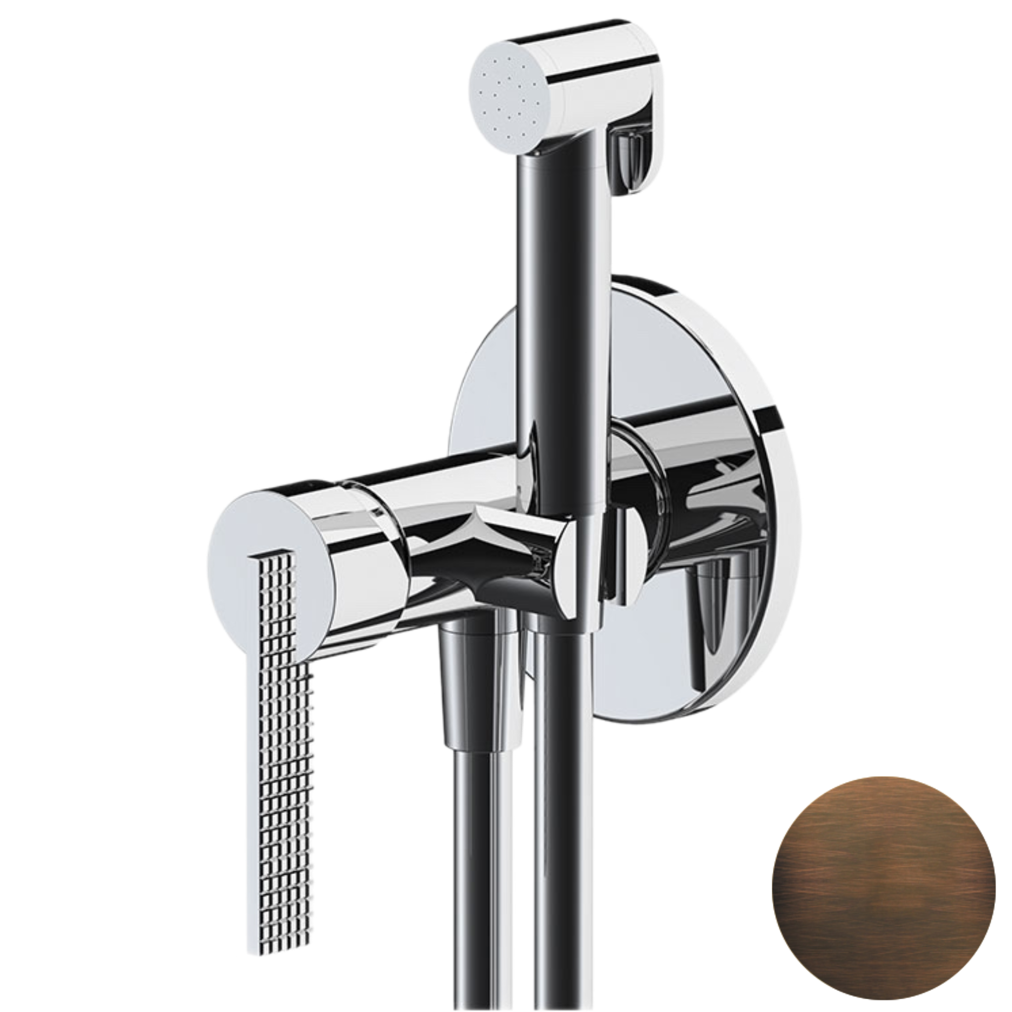 Гигиенический душ со смесителем Daniel Club ANC645BP4DCOIL, бронза масляная