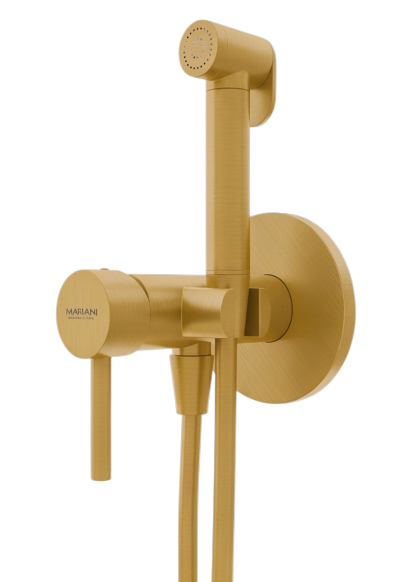 Гигиенический душ со смесителем Mariani Next B22185NXW, золото брашированное