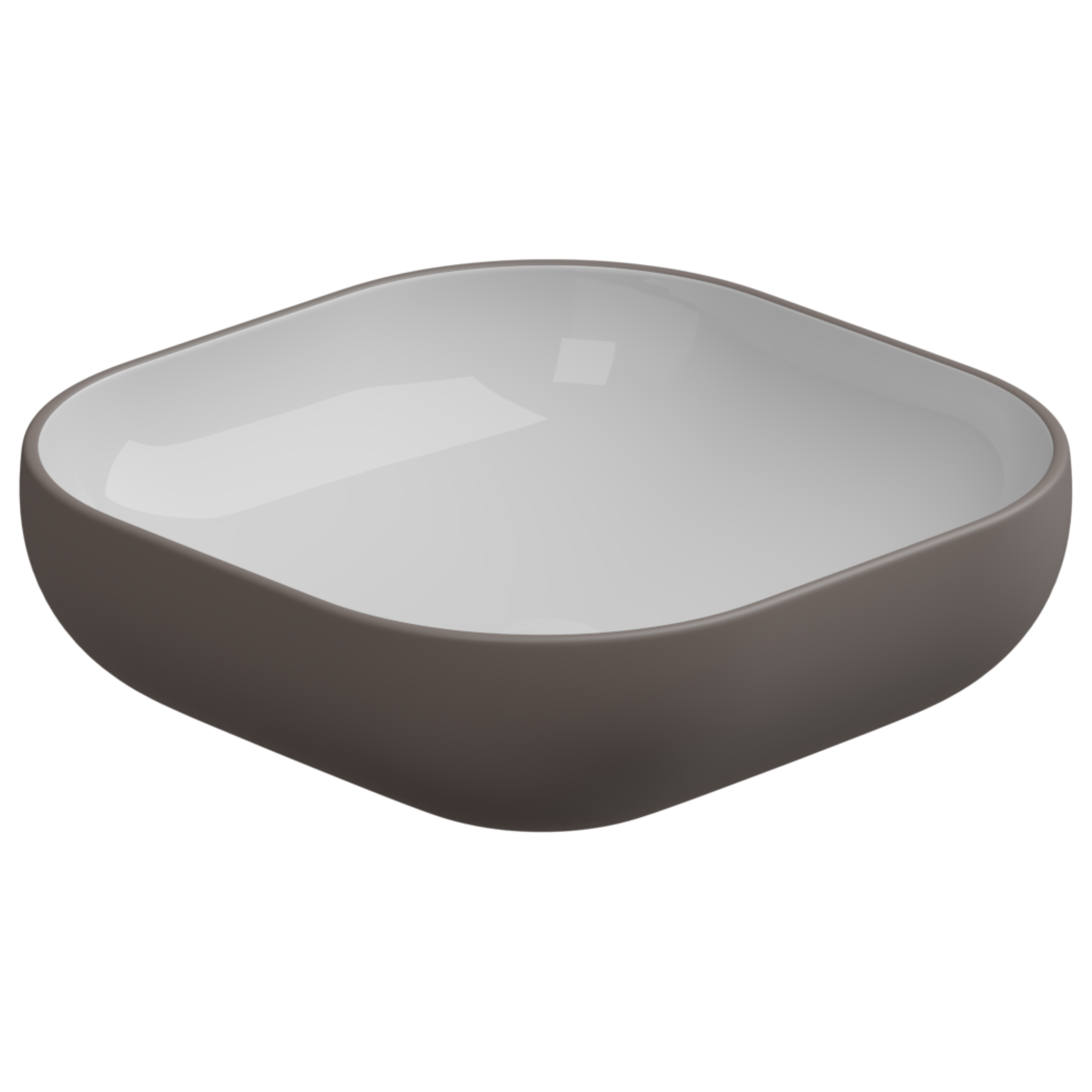 Раковина накладная биколор 45 см GSG Ceramic Design Easy EALAVQU45BI000/029, White/Tortora Matt