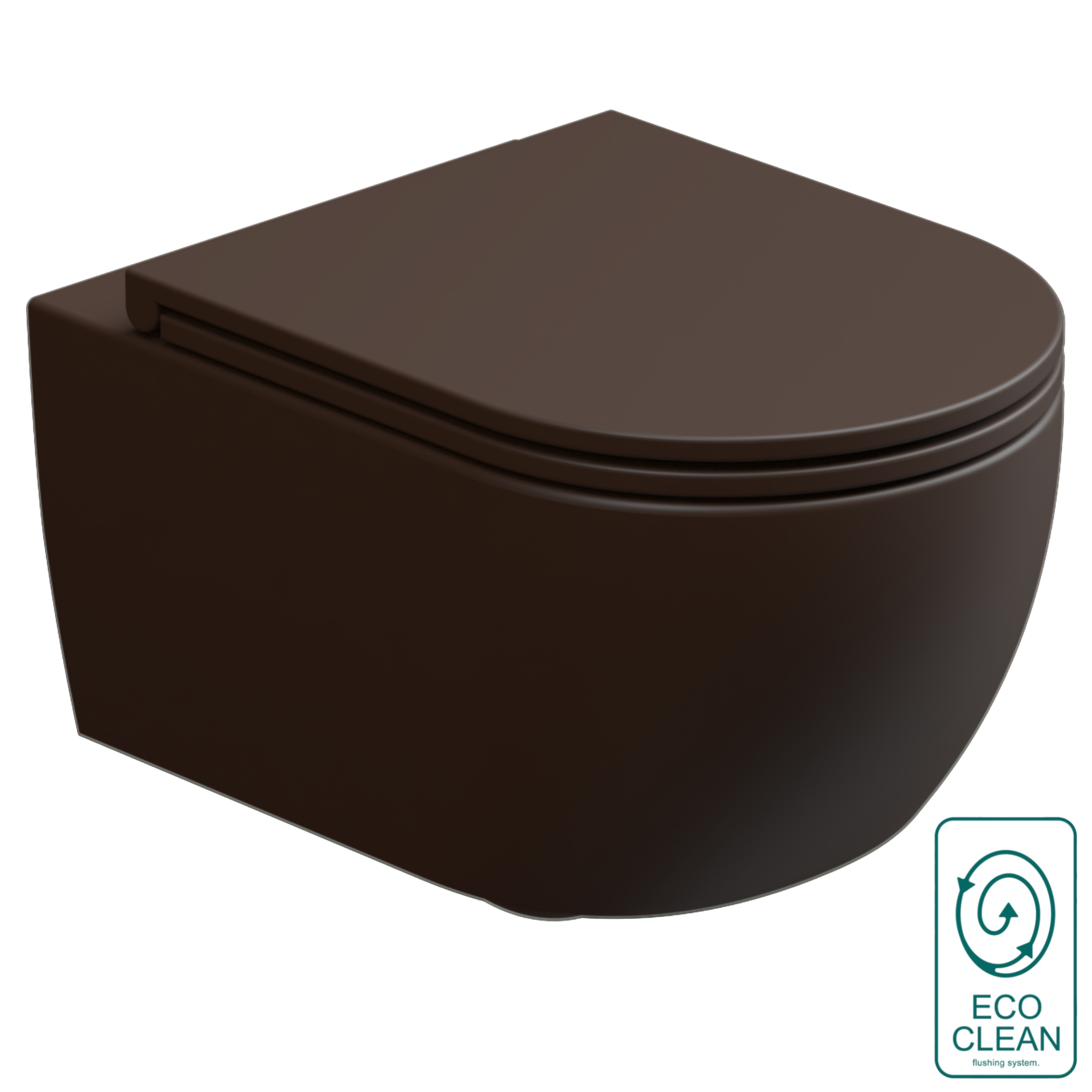 Чаша подвесного унитаза биколор со смывом Eco Clean (торнадо) GSG Ceramic Design Like LKWCSOECBI000/035, White/Cacao Matt