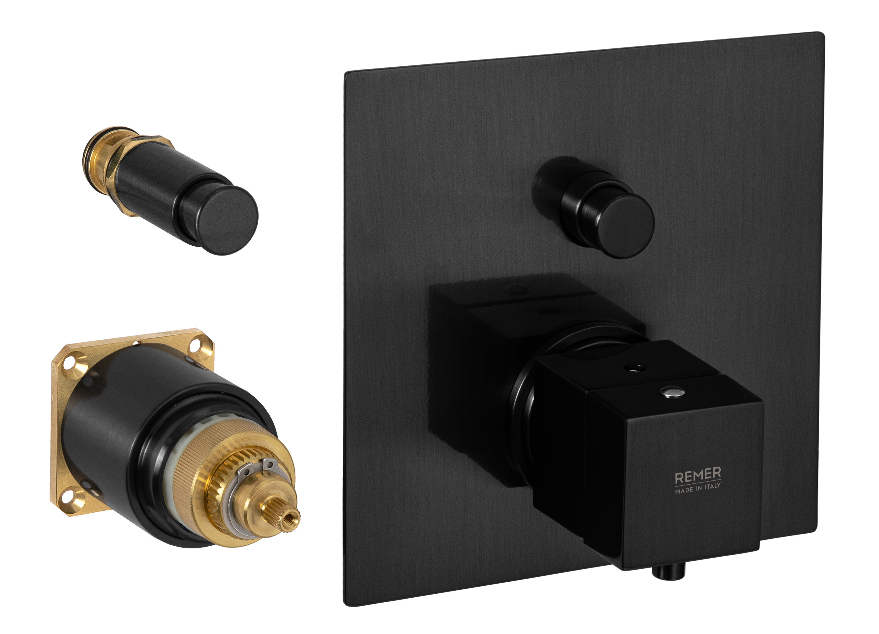 Смеситель термостатический для душа Remer Q-Elegance QT09KBCFP, черный брашированный хром