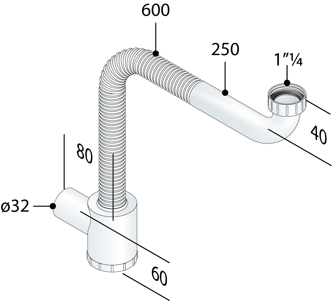 Cифон мебельный 1"1/4 OMP Tea 1950.600.5