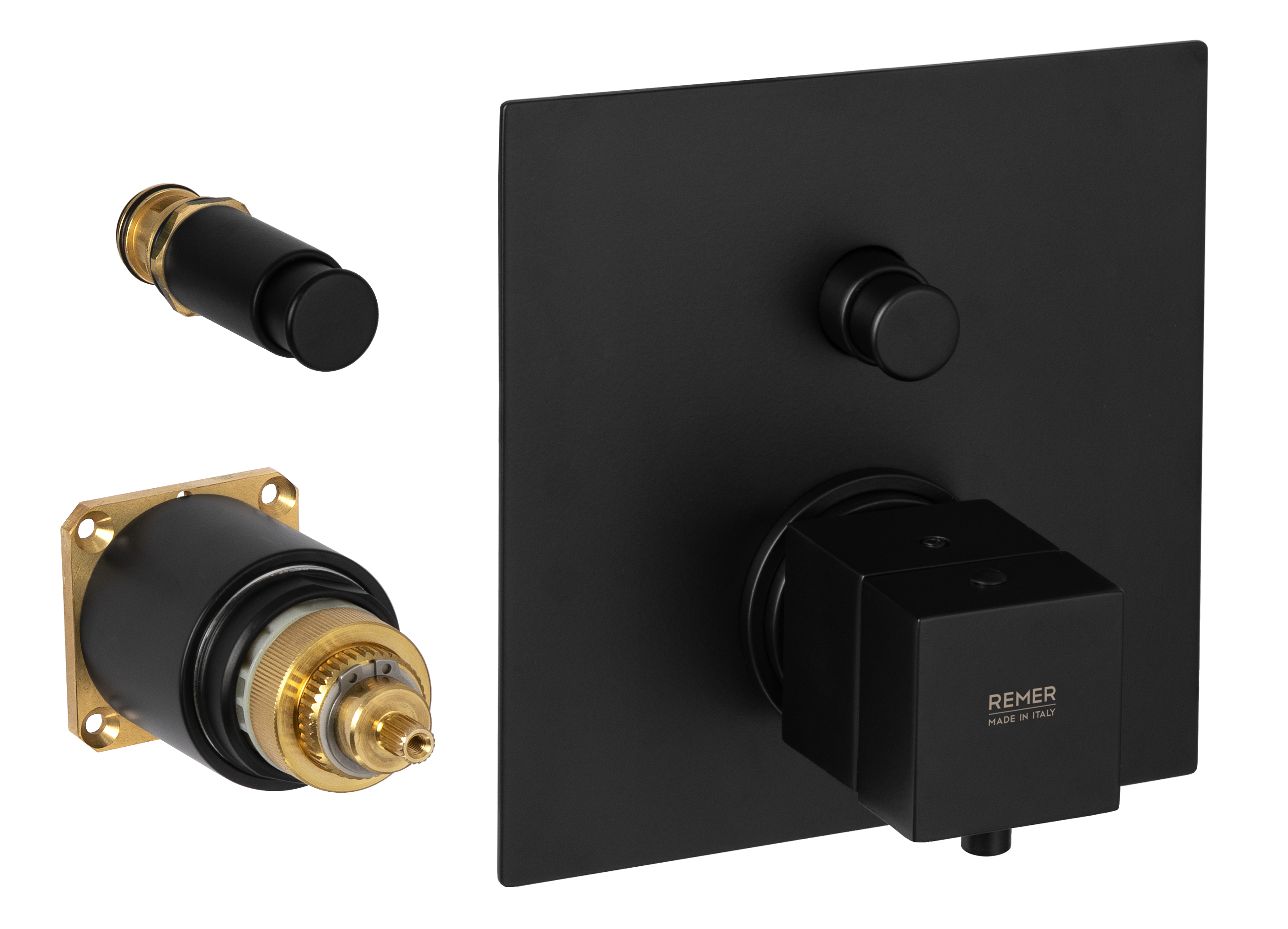 Смеситель термостатический для душа Remer Q-Elegance QT09KBNO, черный матовый