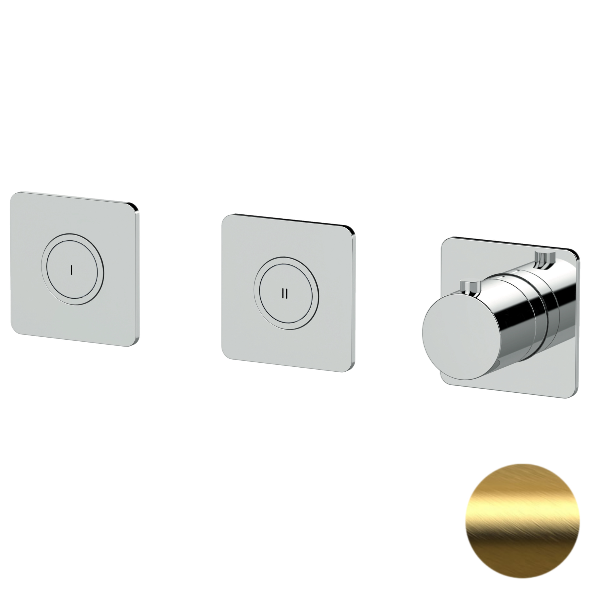 Смеситель термостатический для душа Remer X Style X99QD2PKBBG, золото брашированное