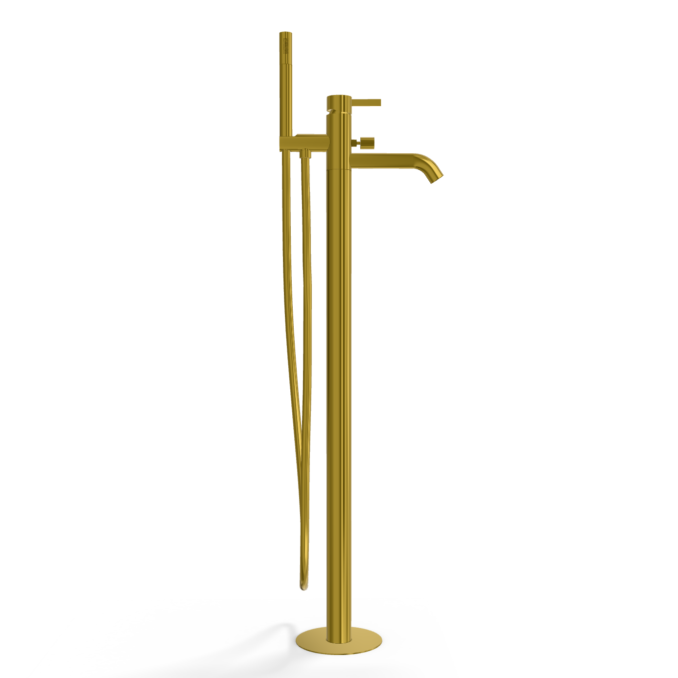 Смеситель для ванны напольный Remer Metrica MC08GP, золото глянцевое PVD