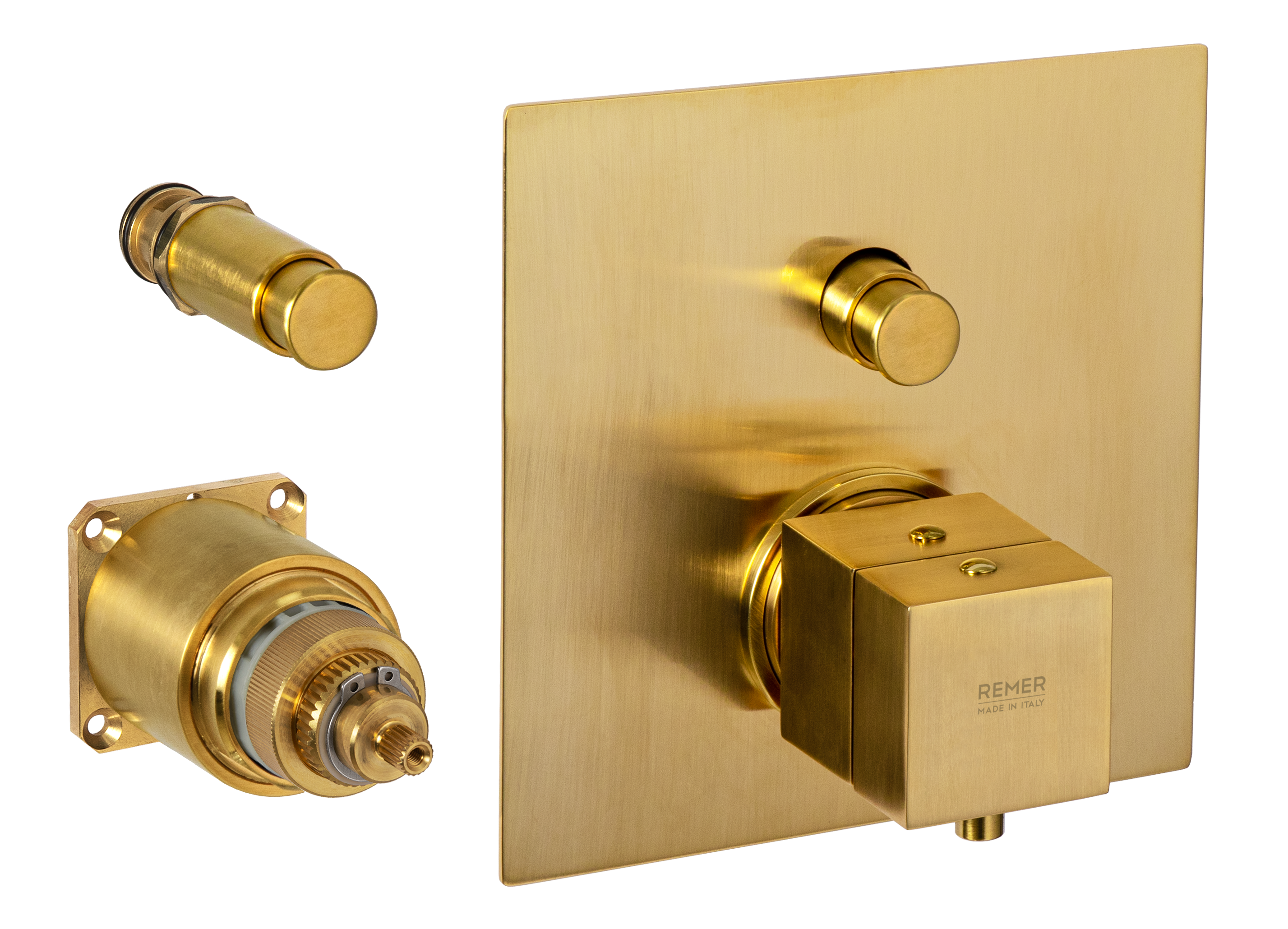 Смеситель термостатический для душа Remer Q-Elegance QT09KBBG, золото брашированное
