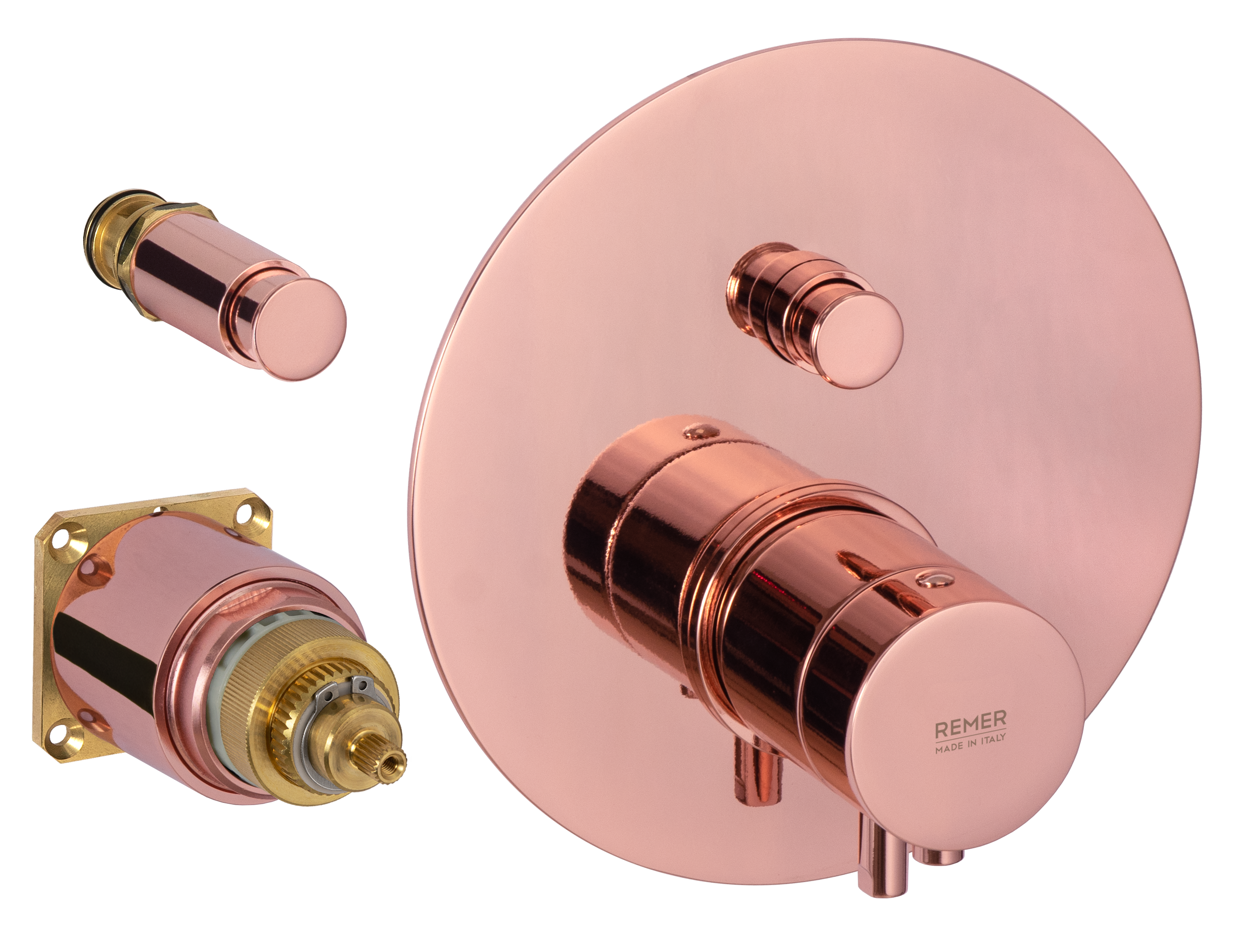 Смеситель термостатический для душа Remer Elegance NT09KBRL, медь глянцевая