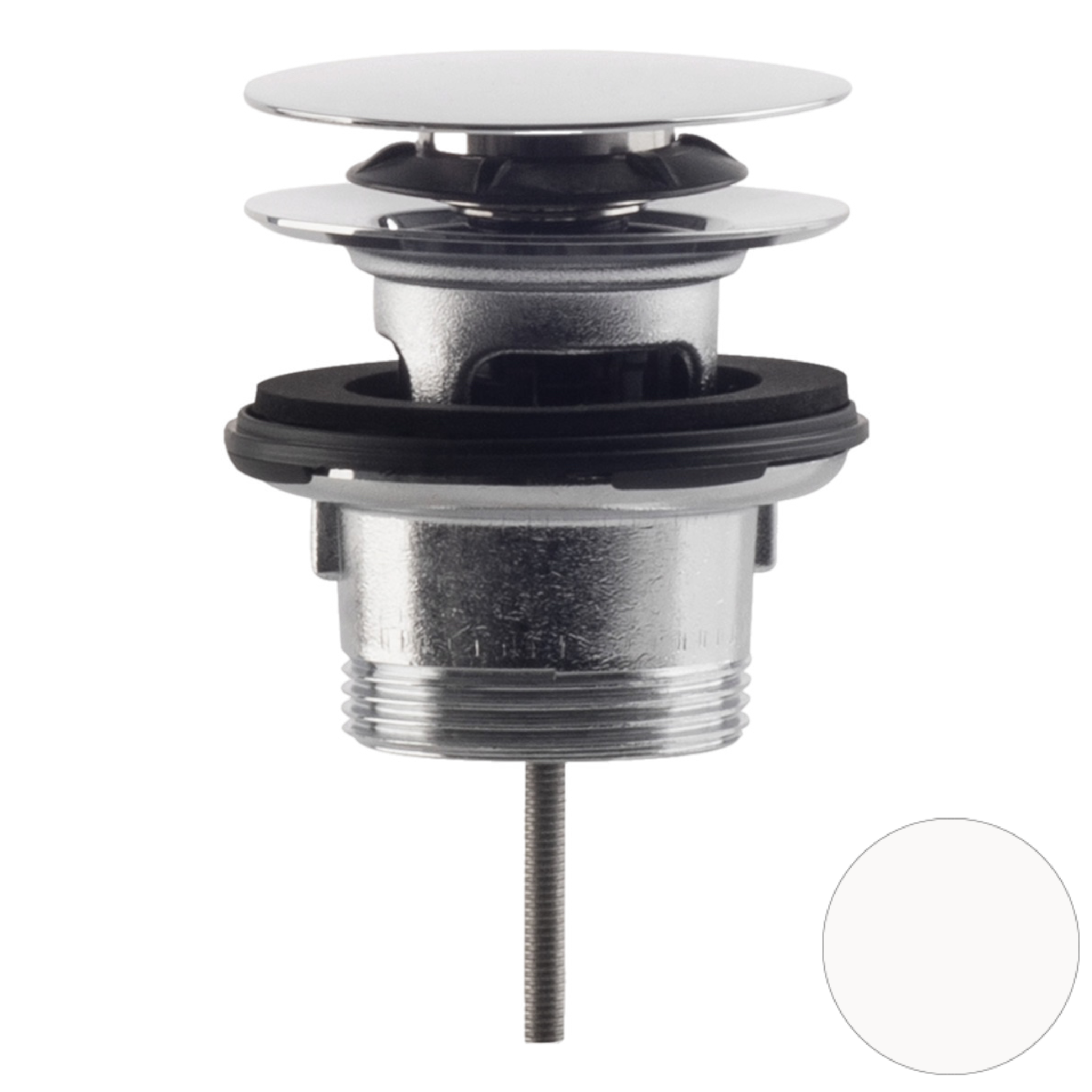 Донный клапан с переливом для ванны click-clack 1”1/2 OMP Tea Clicker 8334.060.6.XD, белый матовый