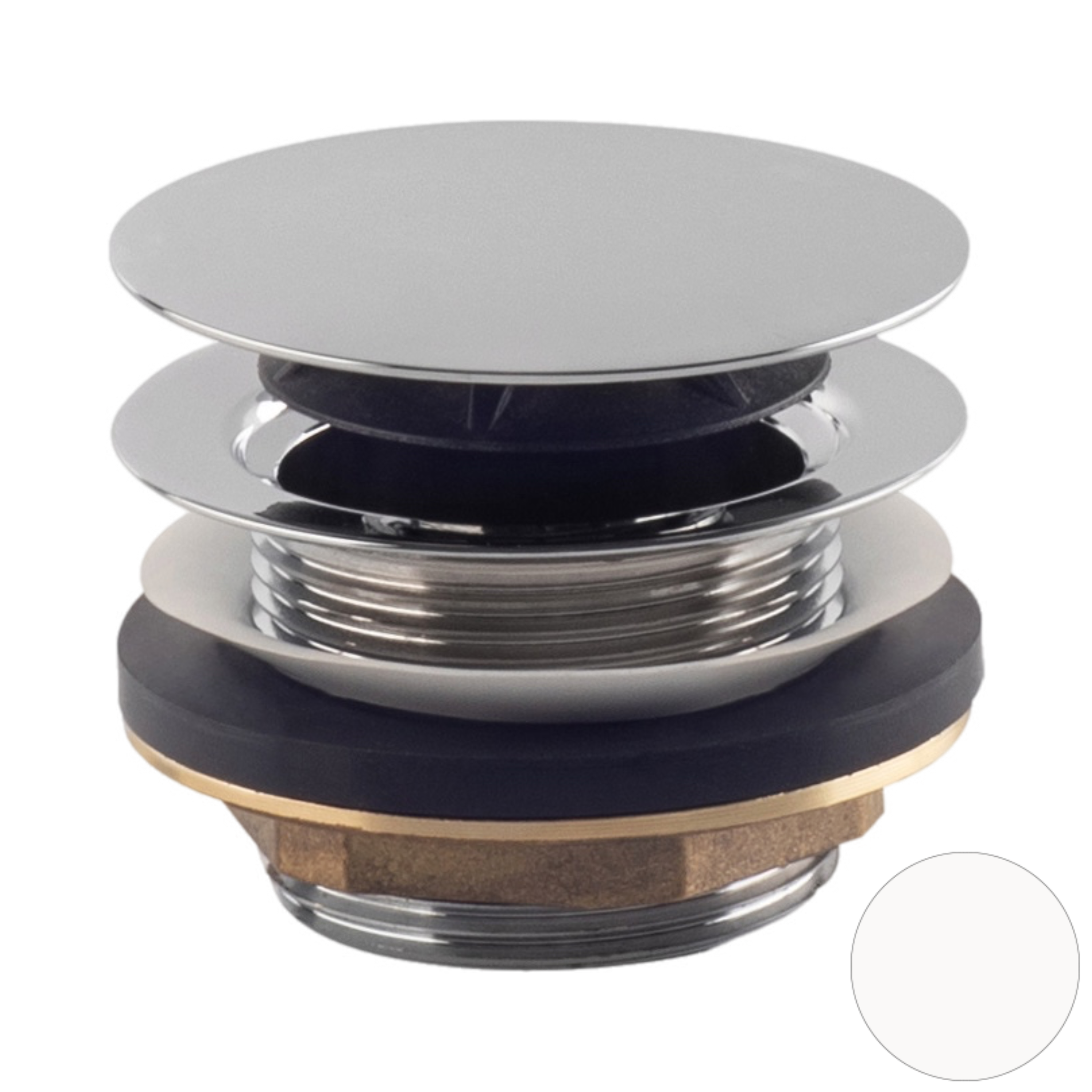 Донный клапан без перелива для ванны click-clack 1”1/2 OMP Tea Clicker 8568.060.6.XD, белый матовый