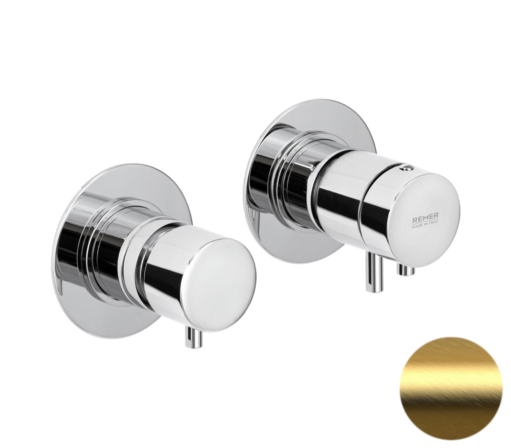 Смеситель термостатический для душа Remer X Style XT96BG, золото брашированное