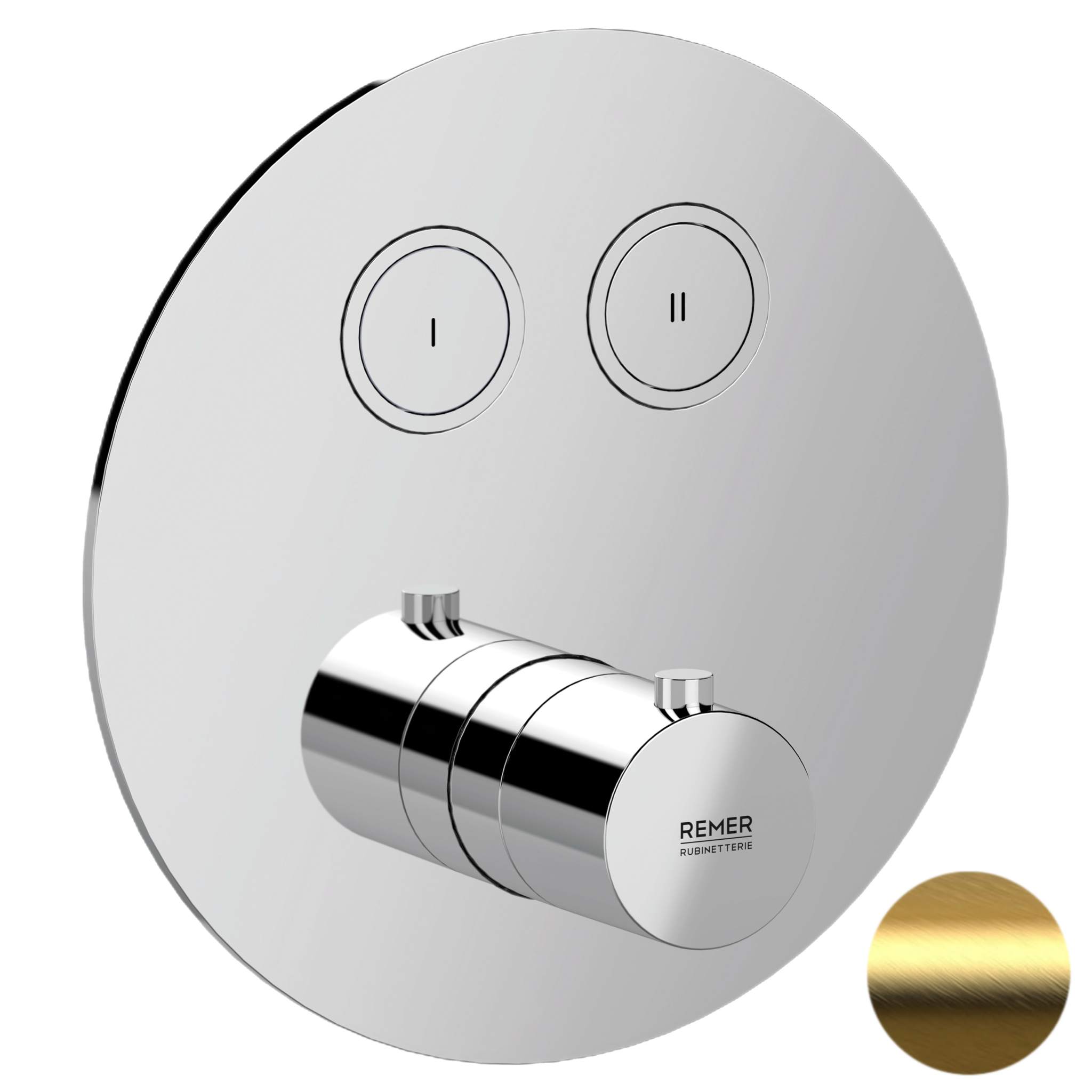 Смеситель термостатический для душа Remer X Style X99D2KBBG, золото брашированное