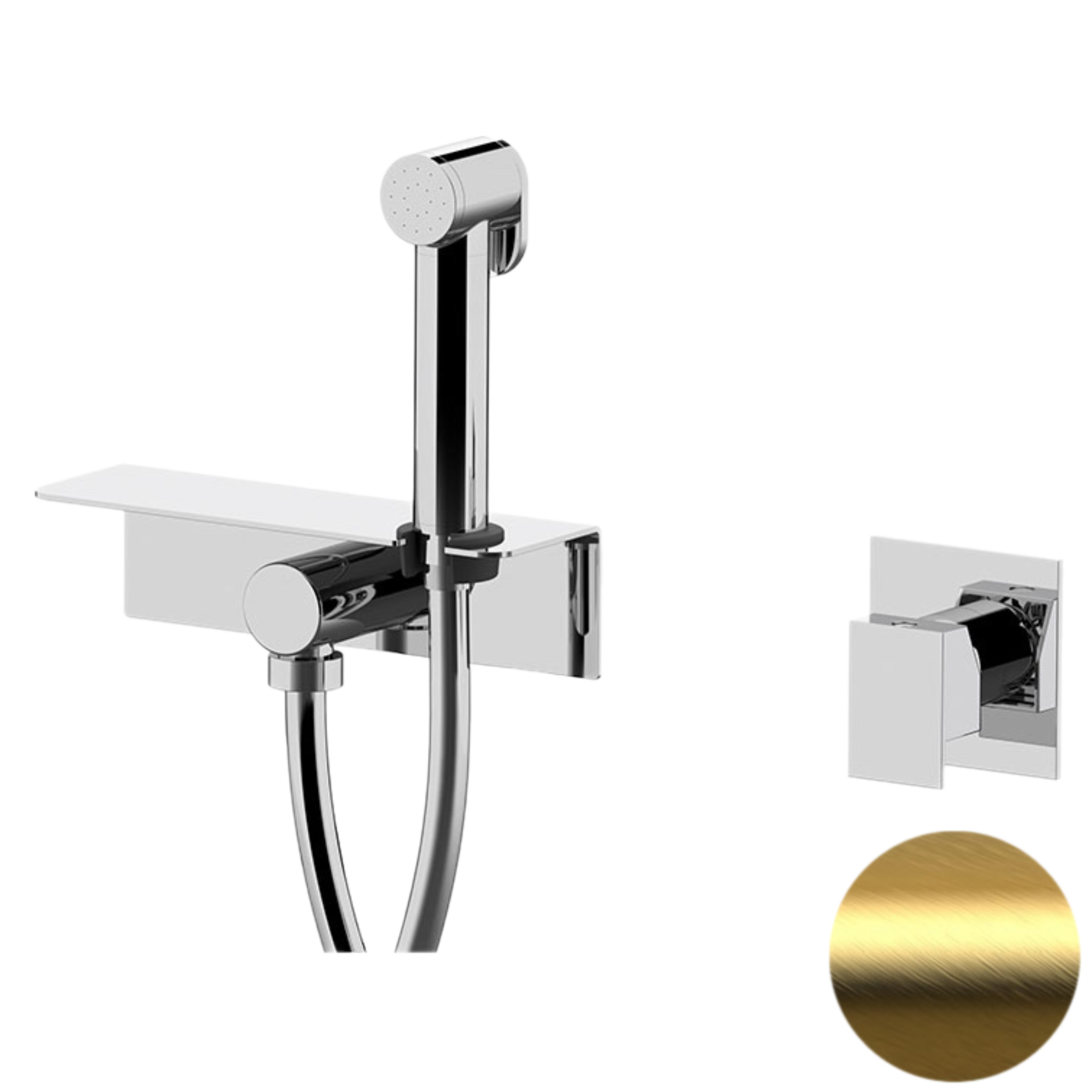 Гигиенический душ со смесителем Daniel Skyline SK646Z4DCTDP, золото брашированное