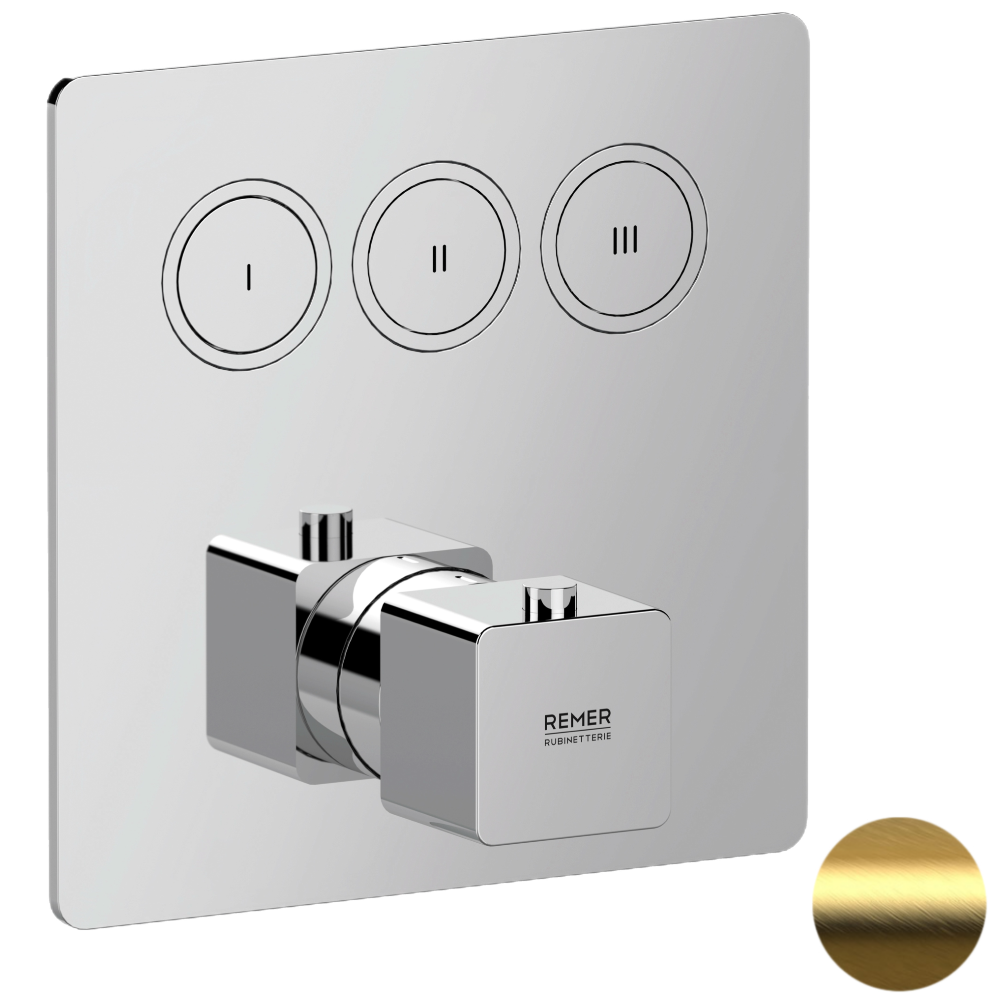 Смеситель термостатический для душа Remer Absolute AU99D3KBBG, золото брашированное