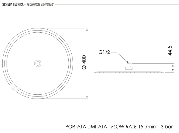Верхний душ с шарнирным соединением 40 см Remer 357UFM40BOX, белый матовый