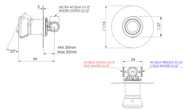 Смеситель для душа Remer Element ET30LNO, черный матовый