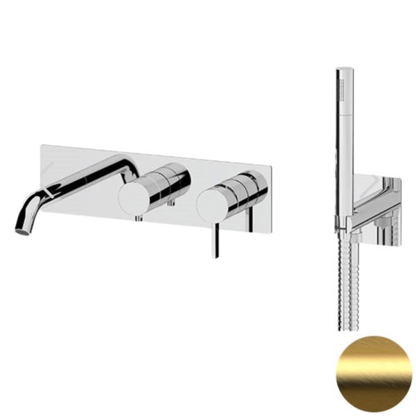 Смеситель для ванны Remer Metrica MC53D2WBBG, золото брашированное