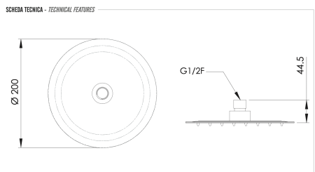 Верхний душ с шарнирным соединением 20 см Remer 357UFM20X