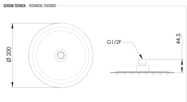 Верхний душ с шарнирным соединением 20 см Remer 357UFM20BOX, белый матовый