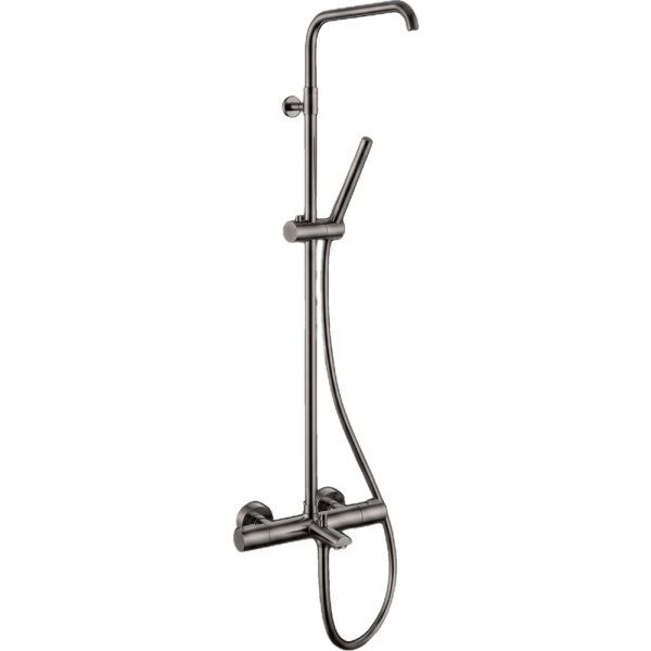 Душевая система термостатическая с изливом без верхнего душа Remer Elegance EQ34A7MCSSOFCFP, черный брашированный хром