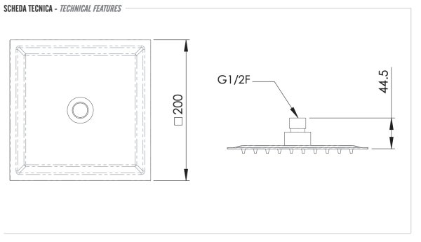 Верхний душ с шарнирным соединением 20 см Daniel A579CM20