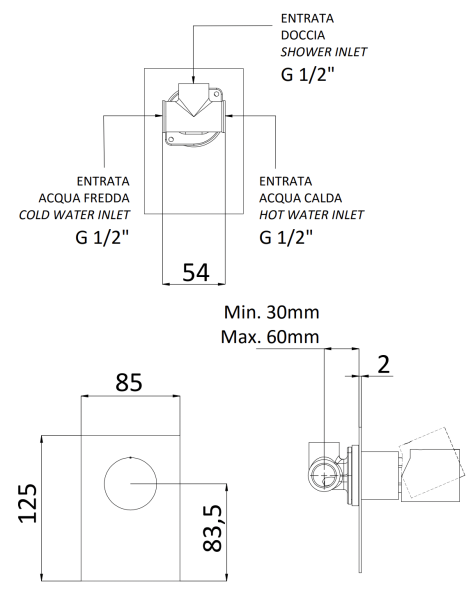 Смеситель для душа Remer Edge EG530BG, золото брашированное