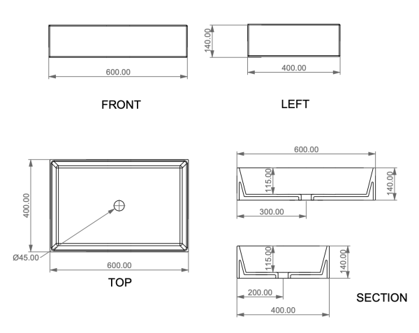 Раковина накладная 60x40 см GSG Ceramic Design Zenith ZELAVFS60003, черный матовый