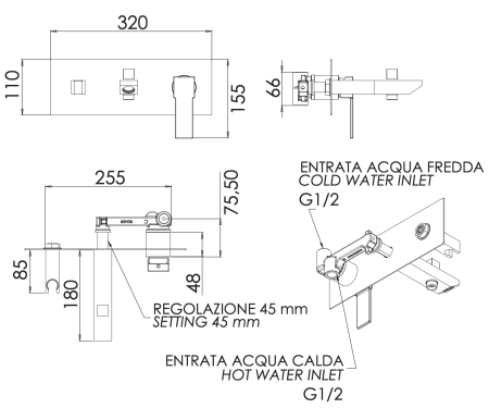 Смеситель для ванны Remer Qubika Q04