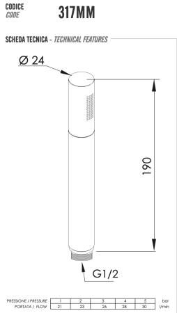 Ручной душ Remer 317MMDOX, золото глянцевое