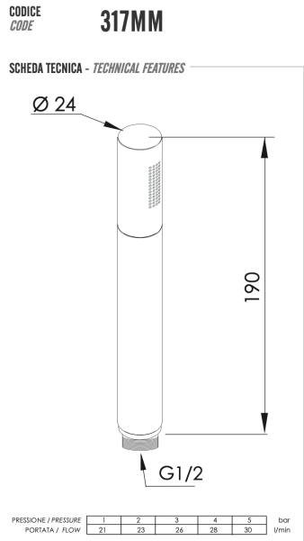 Ручной душ Remer 317MMDOX, золото глянцевое