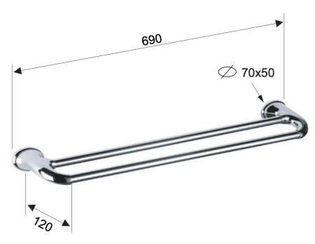 Полотенцедержатель двойной 69 см Remer NV33CR
