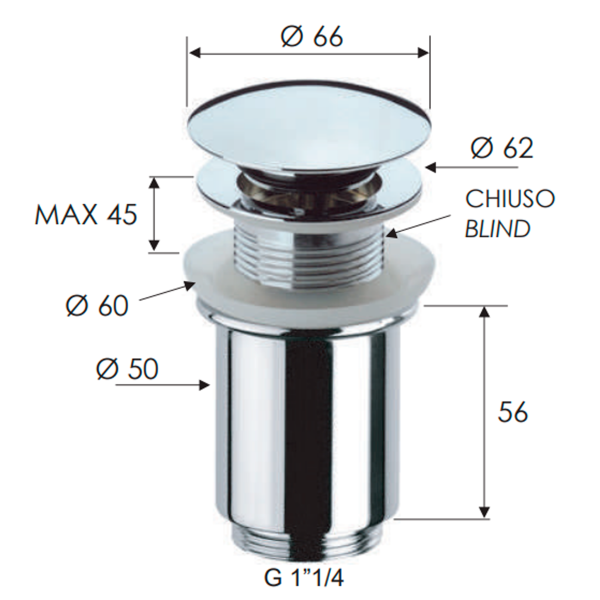 Донный клапан без перелива 1”1/4 Remer 904CC114BR бронза масляная — изображение товара 2