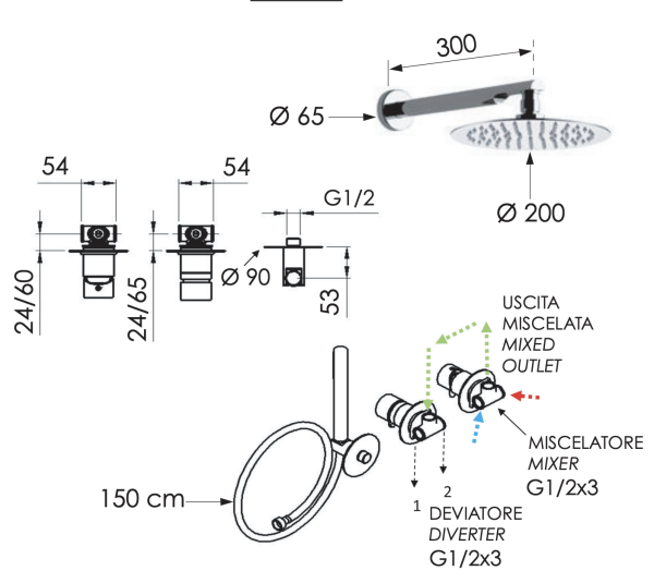 Душевая система Remer X Style X96S02BO, белый матовый