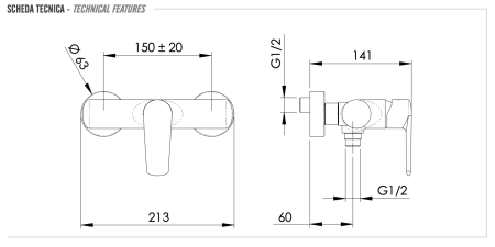Смеситель для душа Remer Vanity V33