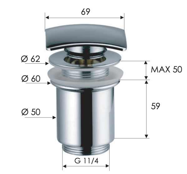 Донный клапан без перелива 1”1/4 Remer 904SCC114
