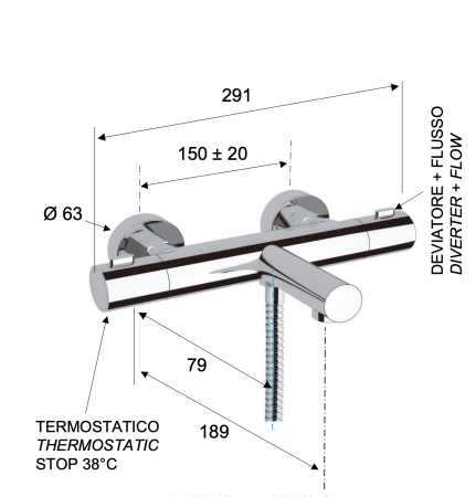 Смеситель термостатический для ванны Remer Elegance EQ05