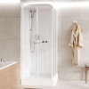 Душевая кабина 90х90x226 см, Standard с крышей, термостат, стекла прозрачные, цвет белый глянцевый Novellini Media Glass CM01RA90TF-1AA 