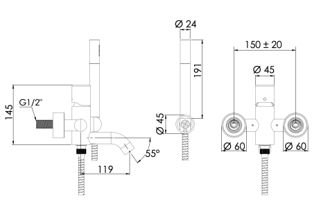 Смеситель для ванны Daniel Trilogy TG610CR
