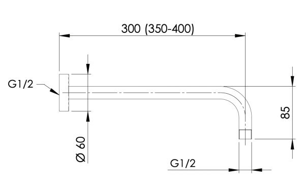 Кронштейн для верхнего душа 30 см Remer 343L30RL, медь глянцевая