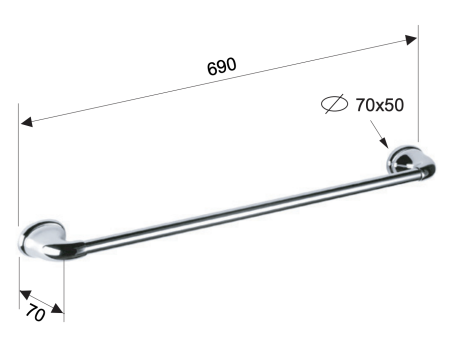 Полотенцедержатель 69 см Remer 900 NV30CR