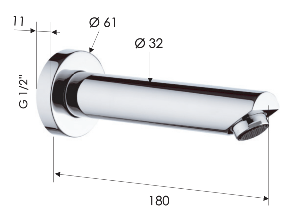 Излив настенный 18 см Remer 91MNO, черный матовый