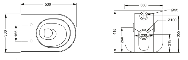 Чаша приставного унитаза Eco Clean (торнадо) GSG Ceramic Design PEWC01EC040, Denim Glossy