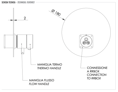 Смеситель термостатический для душа Remer Elegance NT30KBXV, сталь