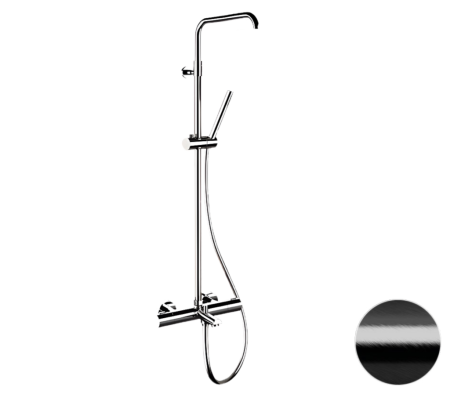 Душевая система термостатическая с изливом Remer Elegance EQ34A7MMSSOFCFP, черный брашированный хром